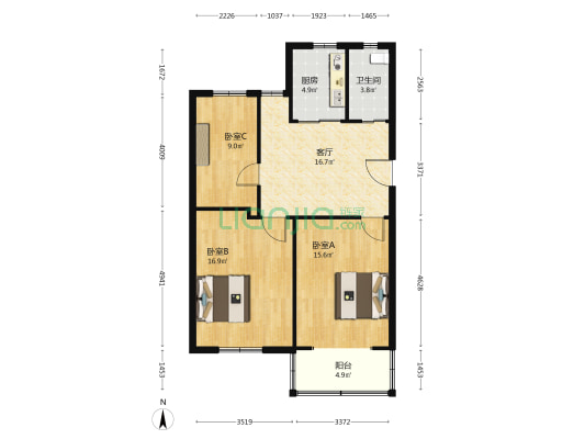 滨江三村北区 3室1厅1卫 86平方
