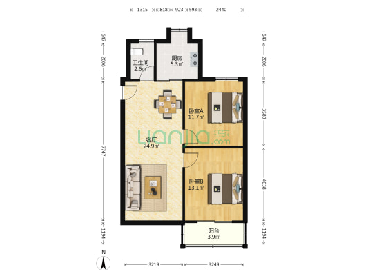 湖南省商务厅宿舍大院 2室1厅1卫 76平方