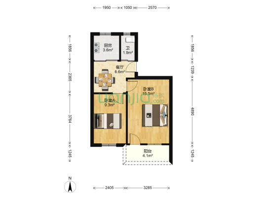 兴墅路 2室1厅1卫 51平方
