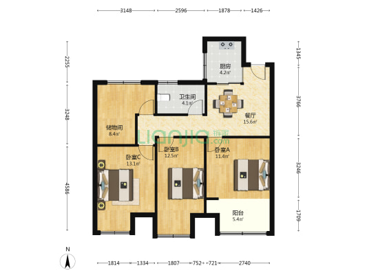 凤仪苑 3室1厅1卫 100平方