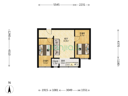 电台街79号 2室1厅1卫 48平方