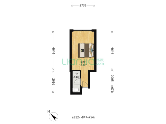 中冶逸璟广场 1室0厅1卫 34平方