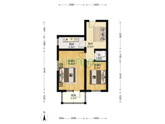 黄庄小区 2室1厅1卫 53平方