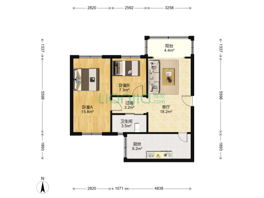 双楠路235号 2室1厅1卫 67平方