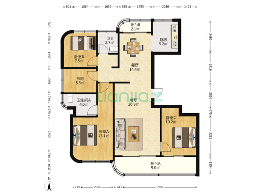 金昌香湖印月 4室2厅2卫 127平方