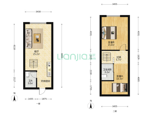 招商江悦府 2室1厅2卫 43平方