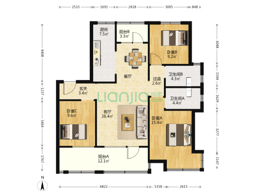 中交中央公元五期 3室1厅2卫 139平方