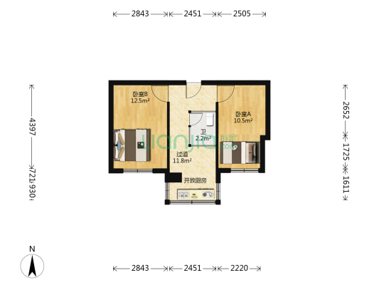 中心路二段70号 2室0厅1卫 51平方