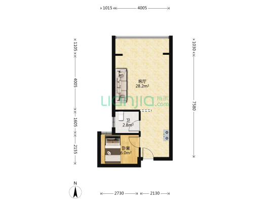 城市杰座 1室1厅1卫 57平方