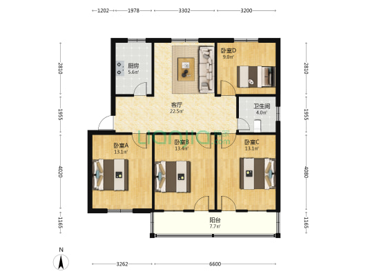 胜利西路 4室1厅1卫 102平方