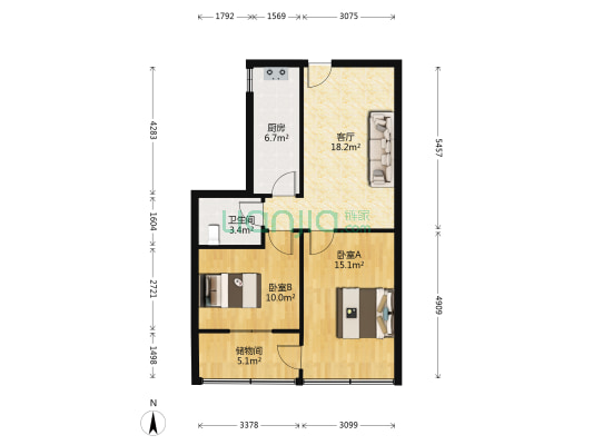 中国建筑西北设计研究院家属院 2室1厅1卫 71平方