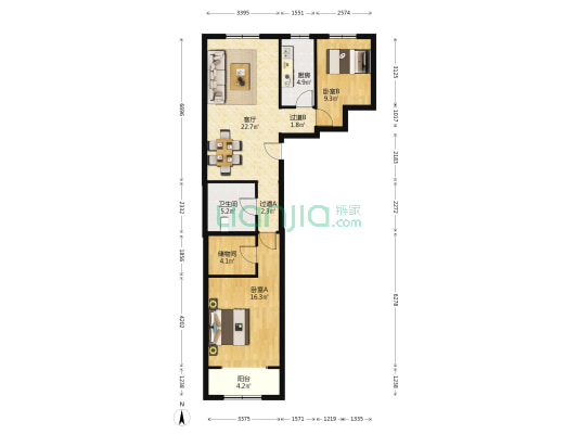 北花园小区3号院 2室1厅1卫 99平方