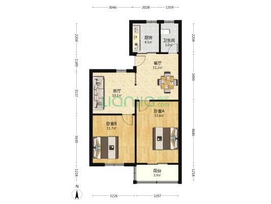 昇平巷小区 2室2厅1卫 75平方