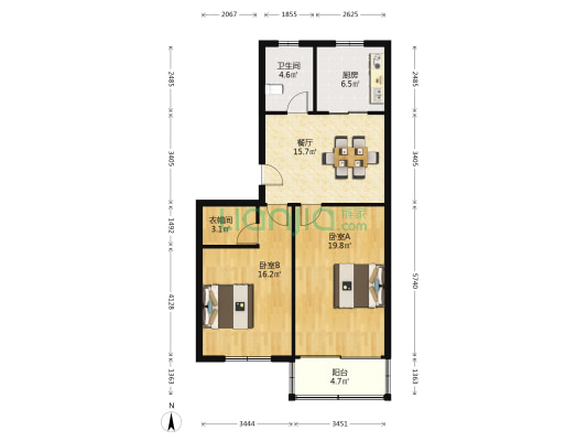 长埭路小区 2室1厅1卫 85平方