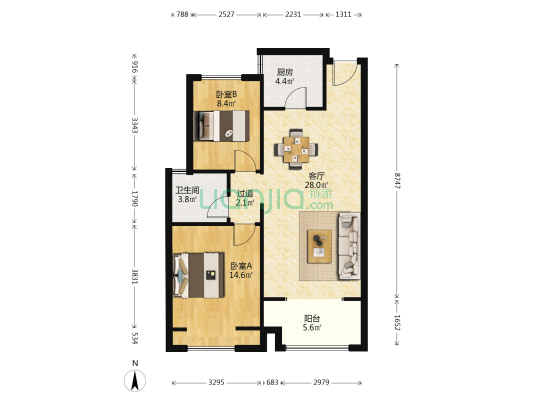 陈砦新区 2室1厅1卫 89平方
