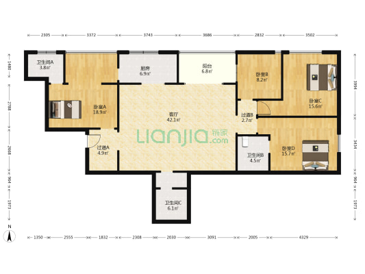 铂悦府 4室1厅3卫 199平方