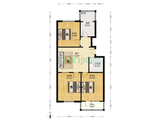 东旺楼 3室1厅1卫 96平方