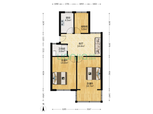 杨梅山一弄 2室1厅1卫 72平方