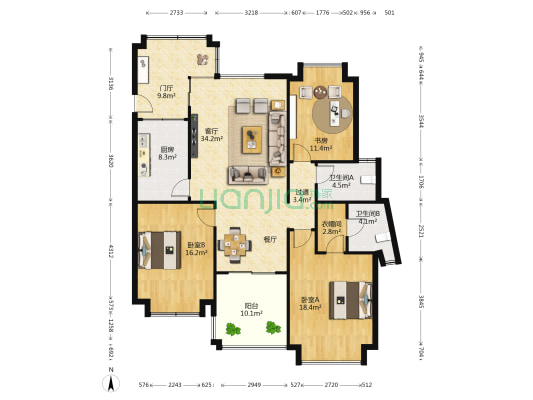 青山湖香溢花城一期 3室1厅2卫 138平方