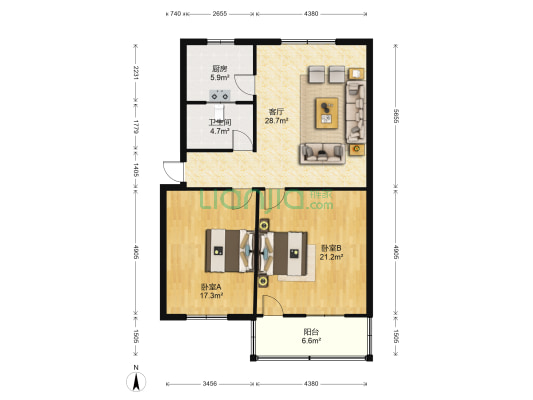 区粮食局院 2室1厅1卫 100平方