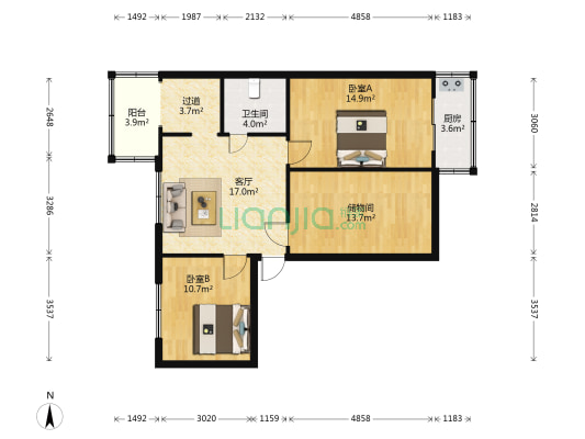 水西关街南一巷16号院 2室1厅1卫 84平方