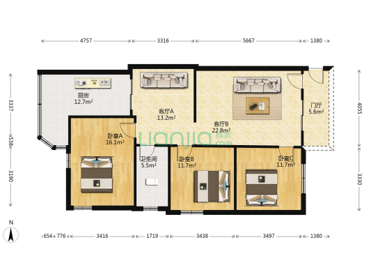 园林大街 3室2厅1卫 110平方