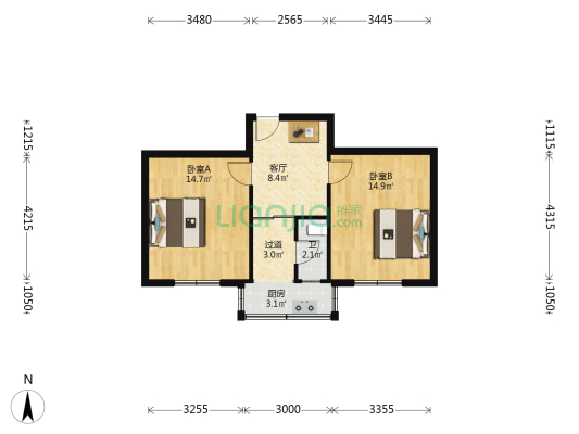 电厂路11号院 2室1厅1卫 57平方