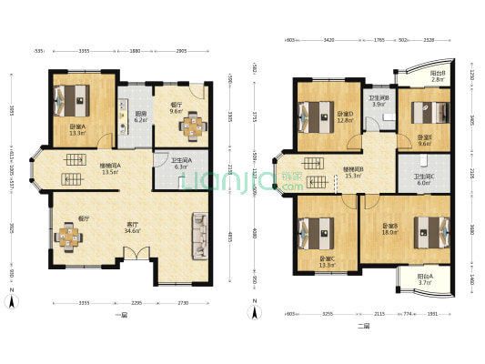 玉树苑 5室2厅3卫 198平方
