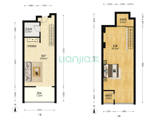 阳光100奎文印 1室1厅1卫 62平方