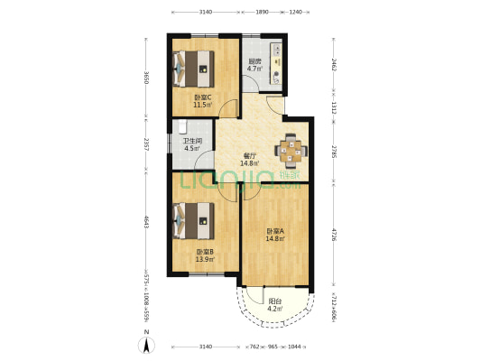 颛卫路135弄 3室1厅1卫 80平方