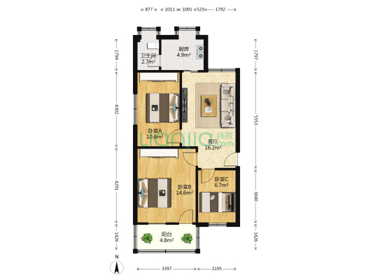 西牌楼小区 3室1厅1卫 74平方