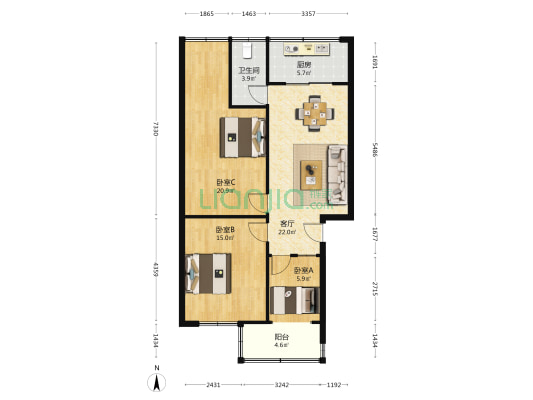 苋浦社区苋浦路 3室1厅1卫 91平方