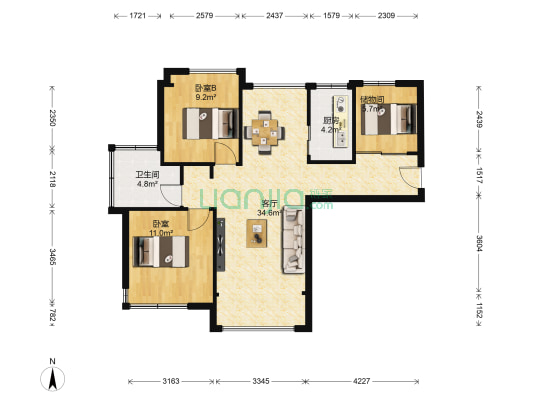 圳秀国际•金湖湾 2室1厅1卫 90平方
