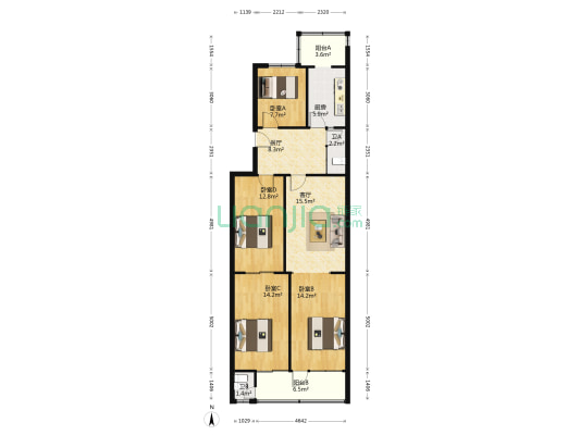 中讯邮电小区 4室2厅2卫 105平方