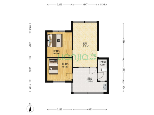 沙坡路 2室1厅1卫 61平方