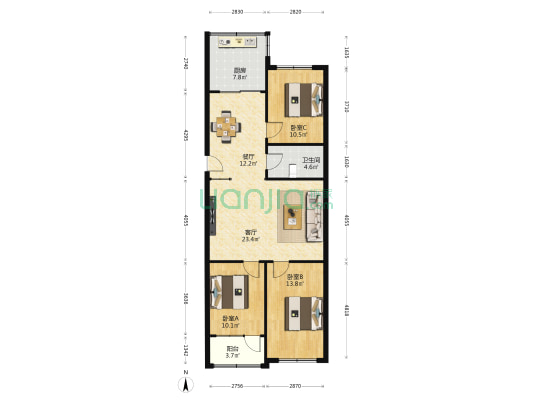 电力设计院小区 3室2厅1卫 90平方