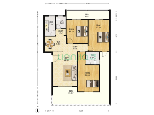 明华佳乐苑 3室2厅2卫 129平方