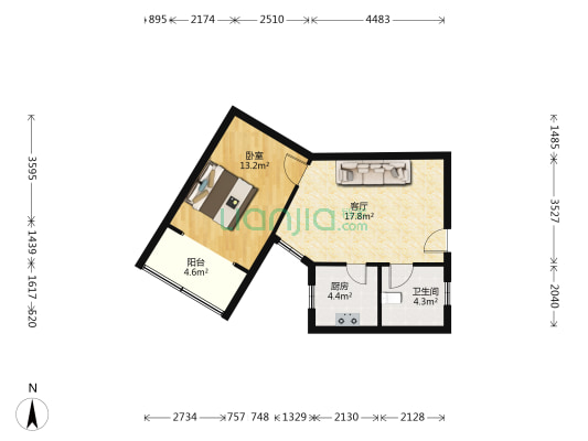 中王小区 1室1厅1卫 58平方