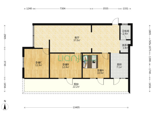 沁景苑 3室1厅2卫 118平方