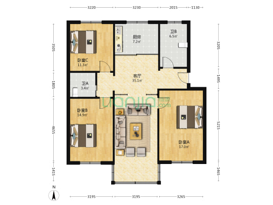 昭文路 3室1厅2卫 109平方