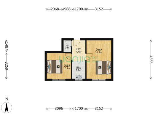 元五大楼 2室0厅1卫 45平方