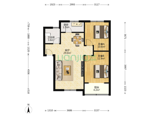 虹波苑 2室1厅1卫 76平方
