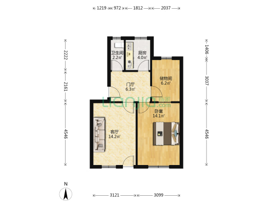黄河路7号院 1室1厅1卫 64平方