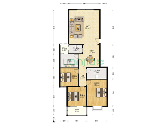 金川雅居 3室2厅2卫 135平方