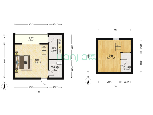 金海城 1室1厅2卫 36平方