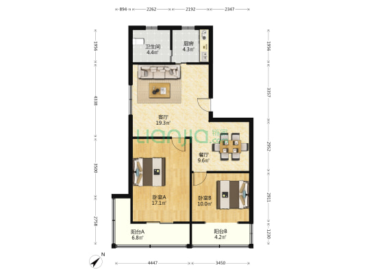 德华路505/507/511/513号 2室2厅1卫 104平方