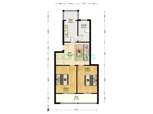 沁河路73号 2室1厅1卫 76平方