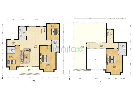 山水美树 4室1厅3卫 216平方