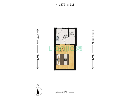 湘运新村 1室0厅1卫 62平方