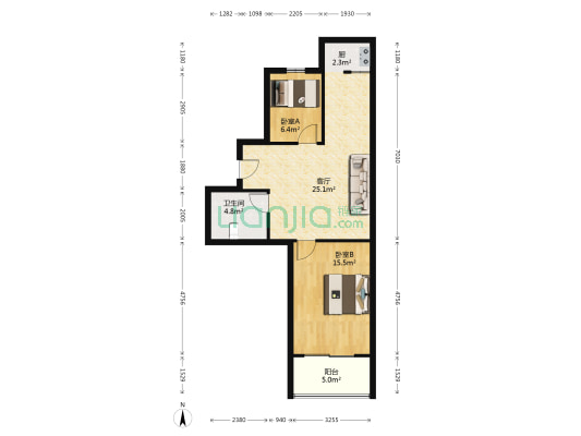 润洋中大街 2室1厅1卫 72平方